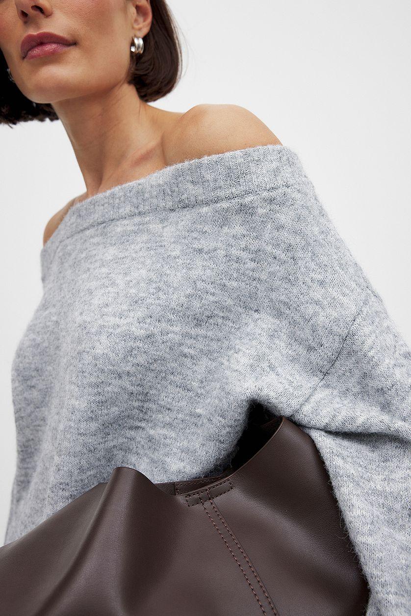 Knitted Off Shoulder Sweater Product Image