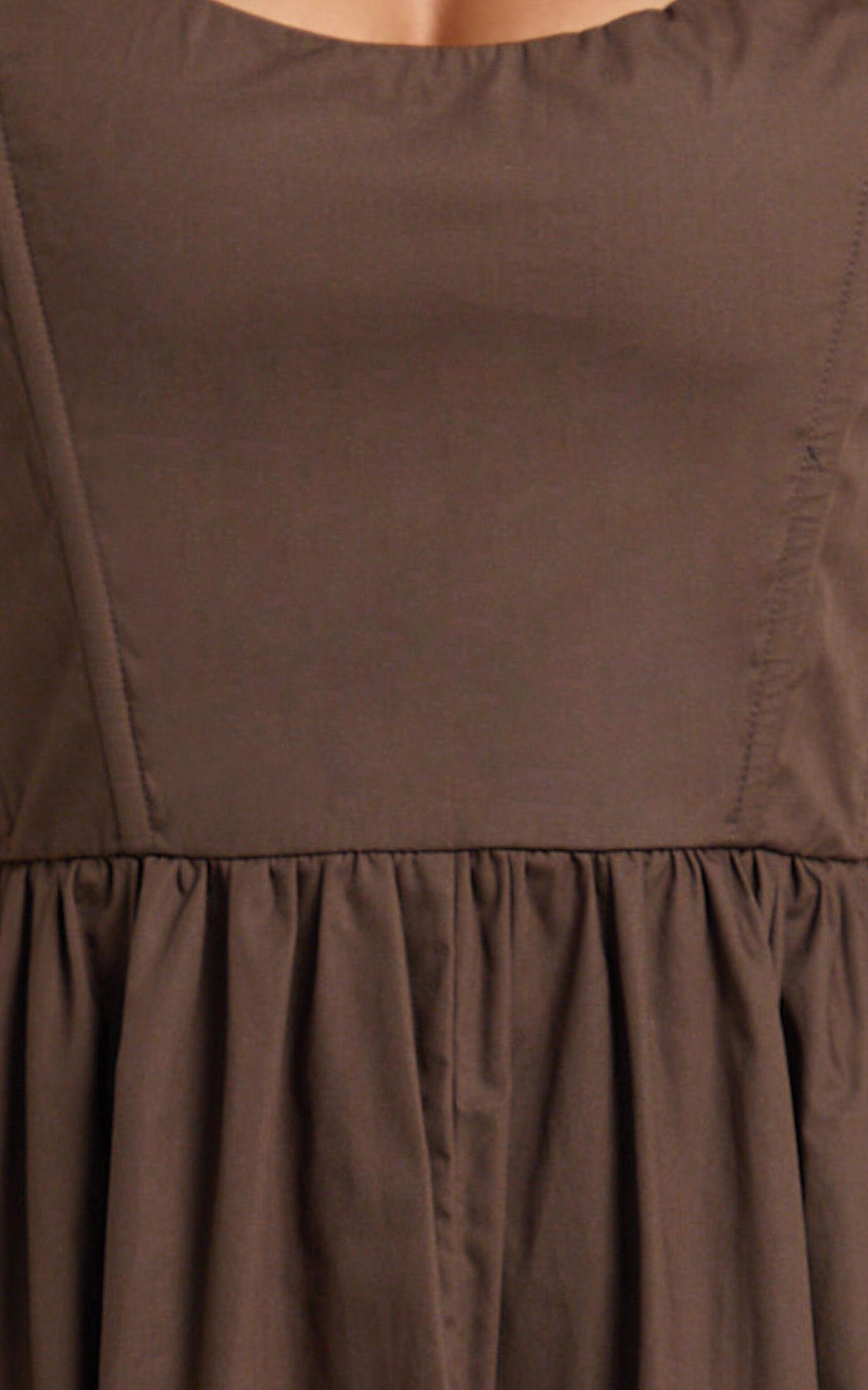 Braelyn Midi Dress - Scoop Neck Flare Dress in Chocolate Product Image