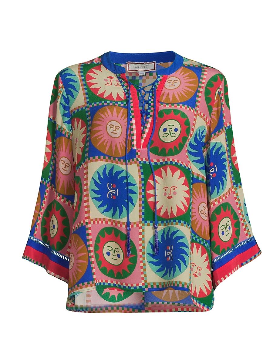 Womens Lionora Front Tie Villa Silk Blouse Product Image