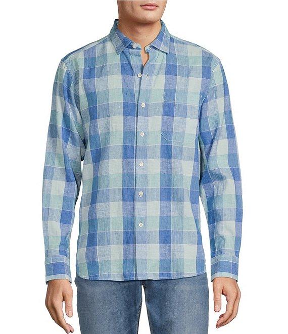 Tommy Bahama Barbados Breeze Beach Day Checked Long Sleeve Linen Blend Shirt Product Image