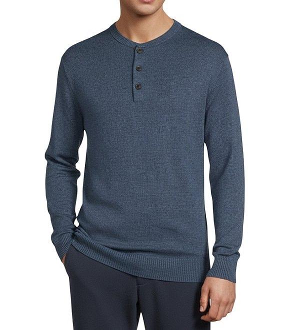 Roundtree & Yorke Long Sleeve Solid Henley Pullover Sweater Product Image