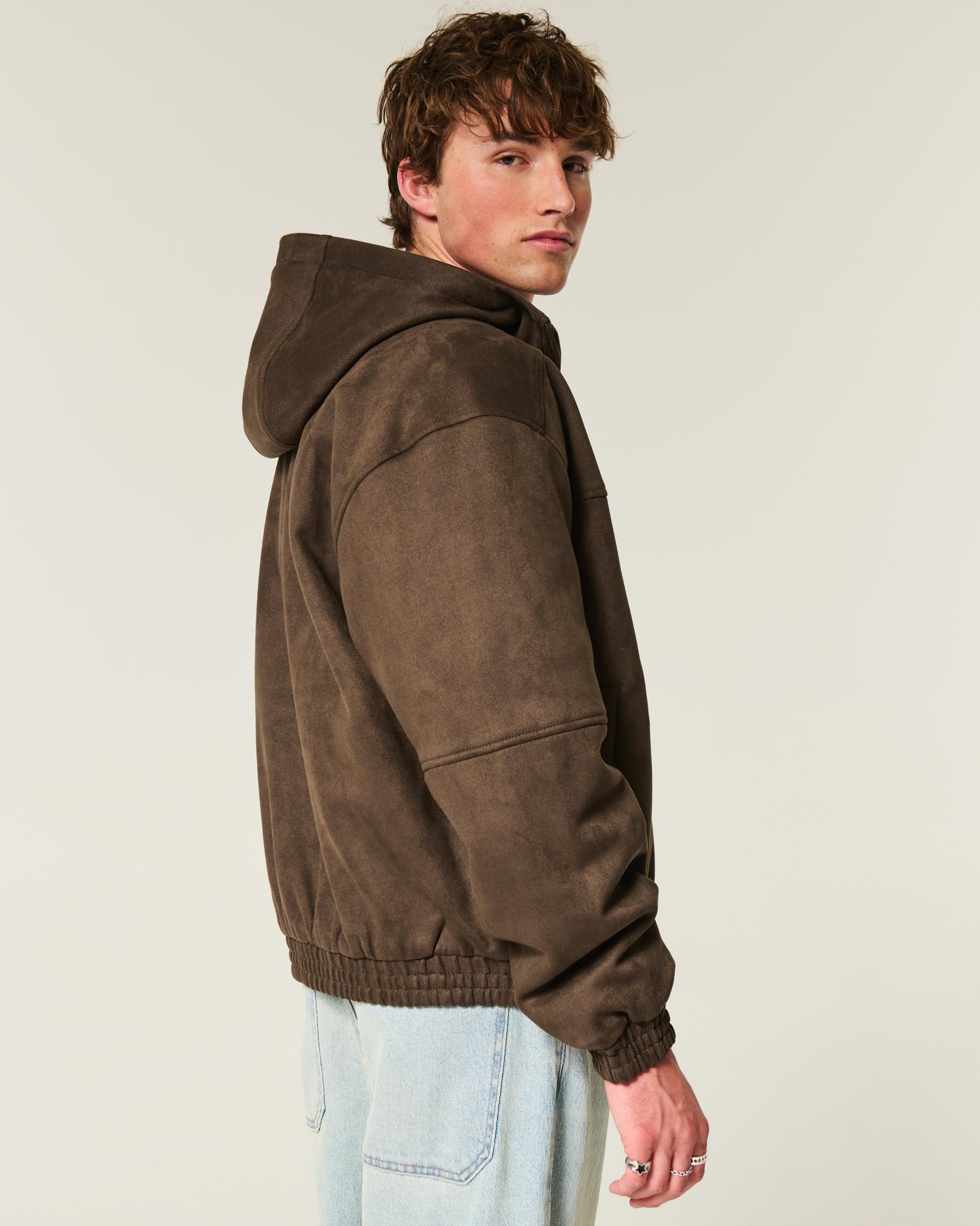 Hooded Vegan Leather Jacket Product Image