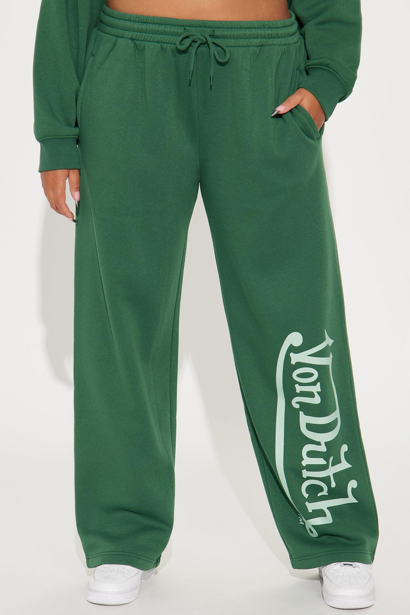 Von Dutch Distressed Wide Leg Pant - Hunter Green Product Image