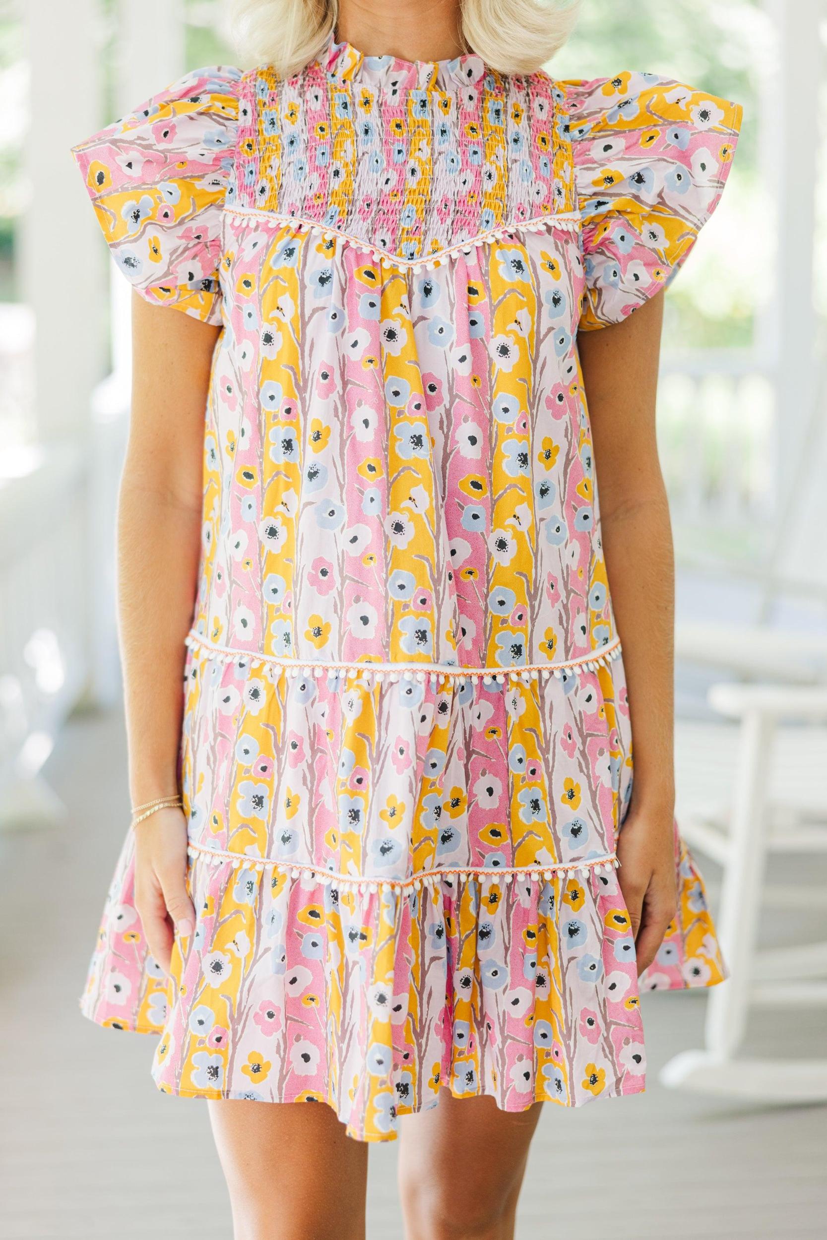 What You Know Pink Ditsy Floral Dress Female Product Image