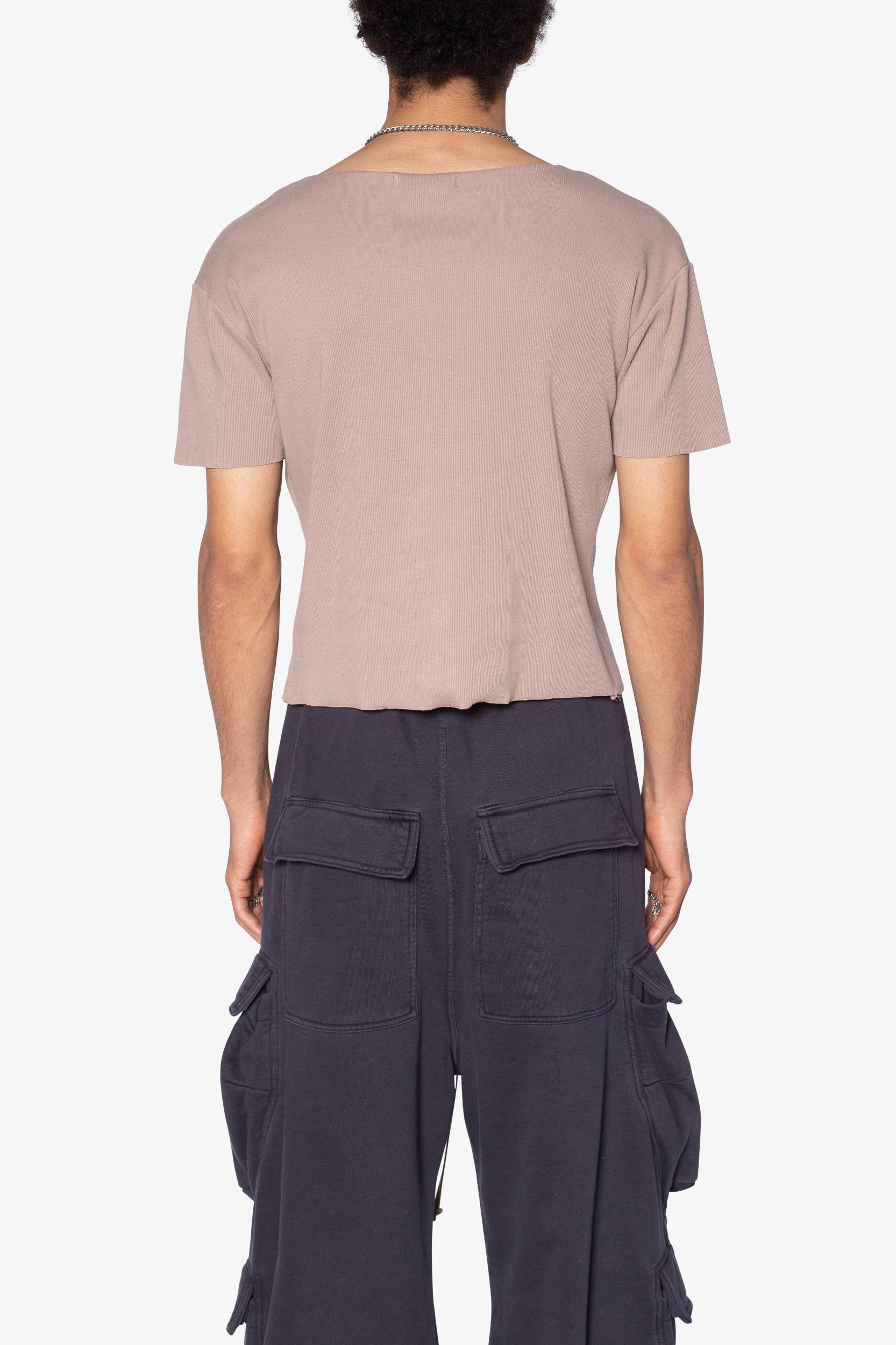 Fitted Ribbed Tee - Mauve Product Image