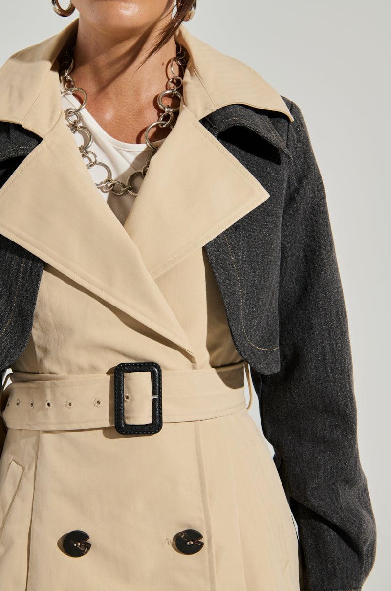 RUSH STREET DENIM OVERLAY TRENCH Product Image