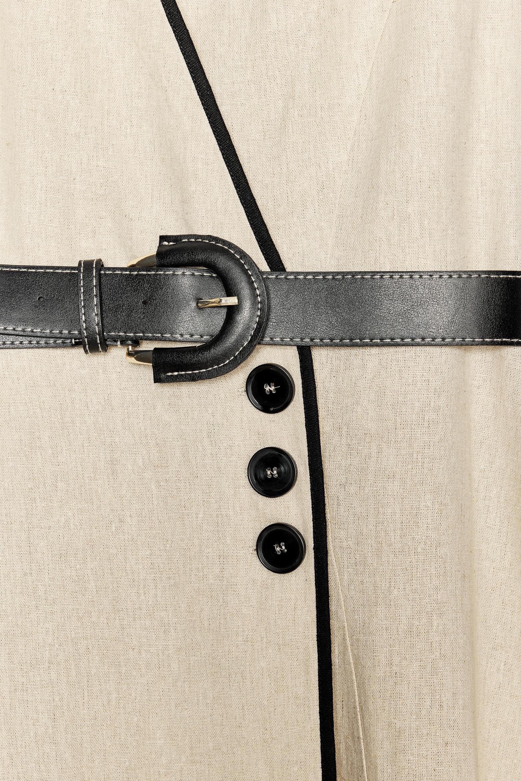 LINEN BELTED MIDI DRESS Product Image