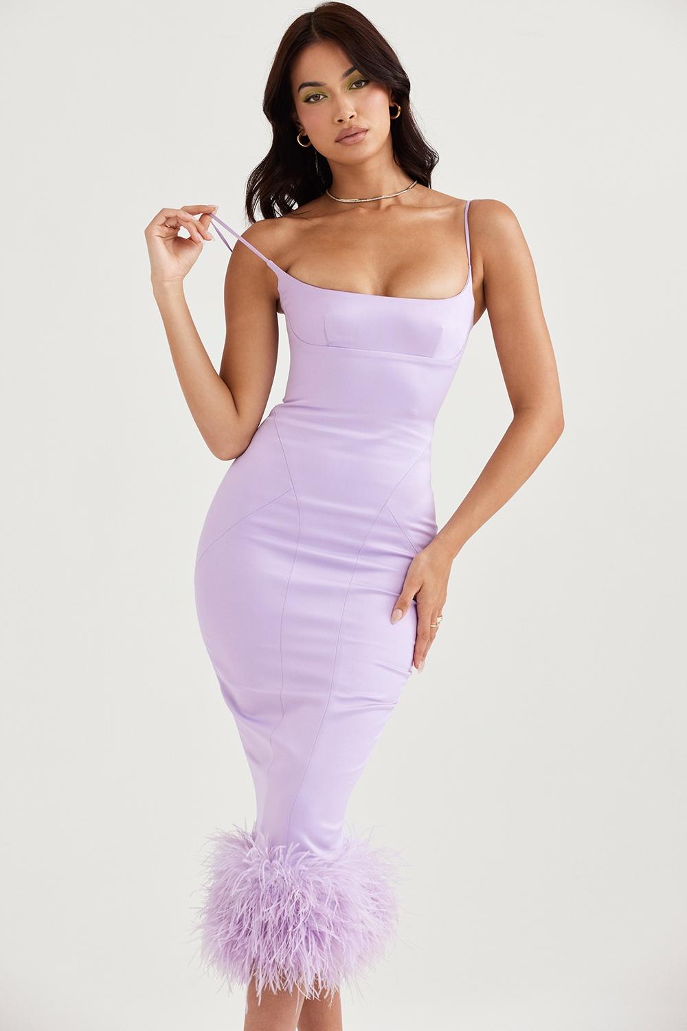 Helena  orchid satin midi dress Product Image