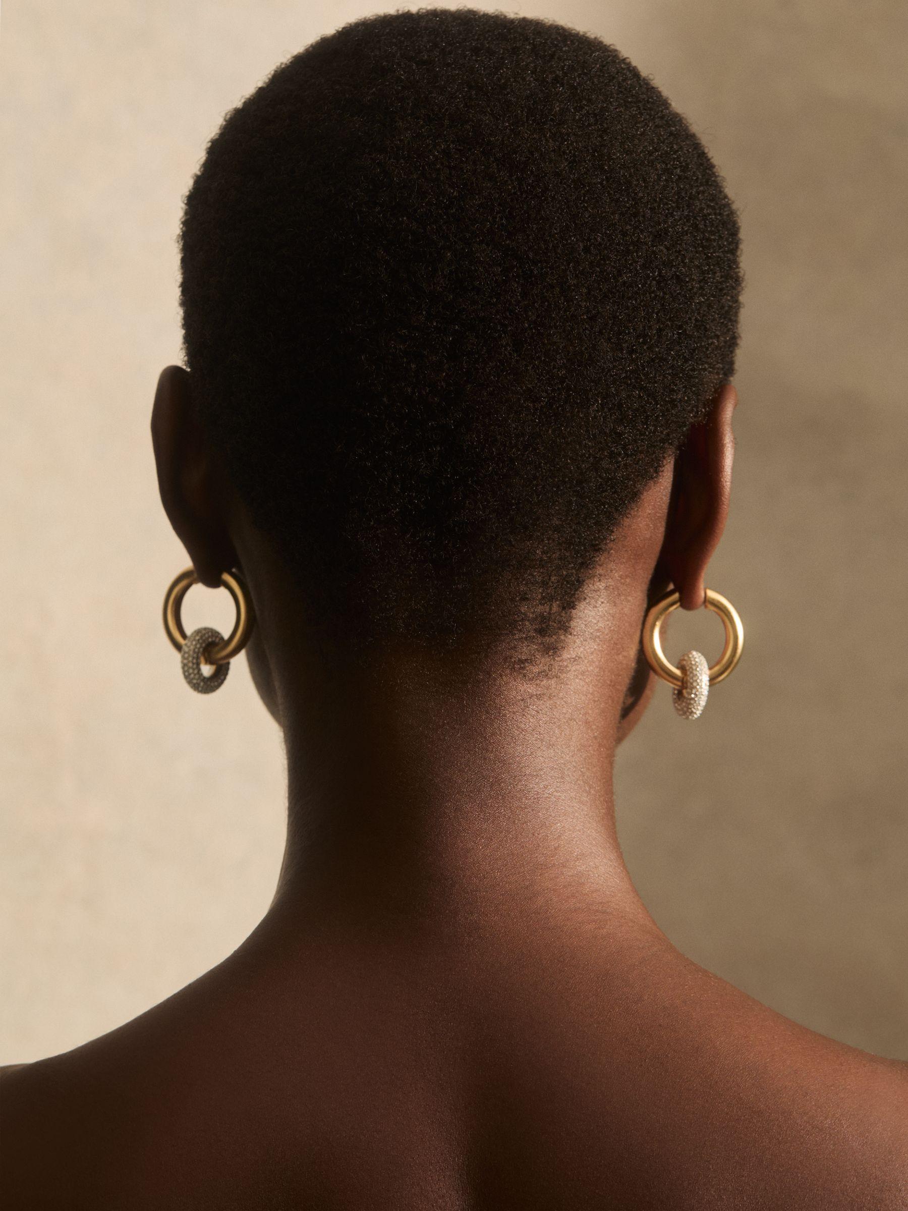 Pavé Link Hoop Earrings in Gold Tone Product Image