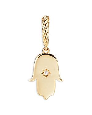 Womens Hamsa Amulet in 18K Yellow Gold with Center Diamond, 15.8mm Product Image
