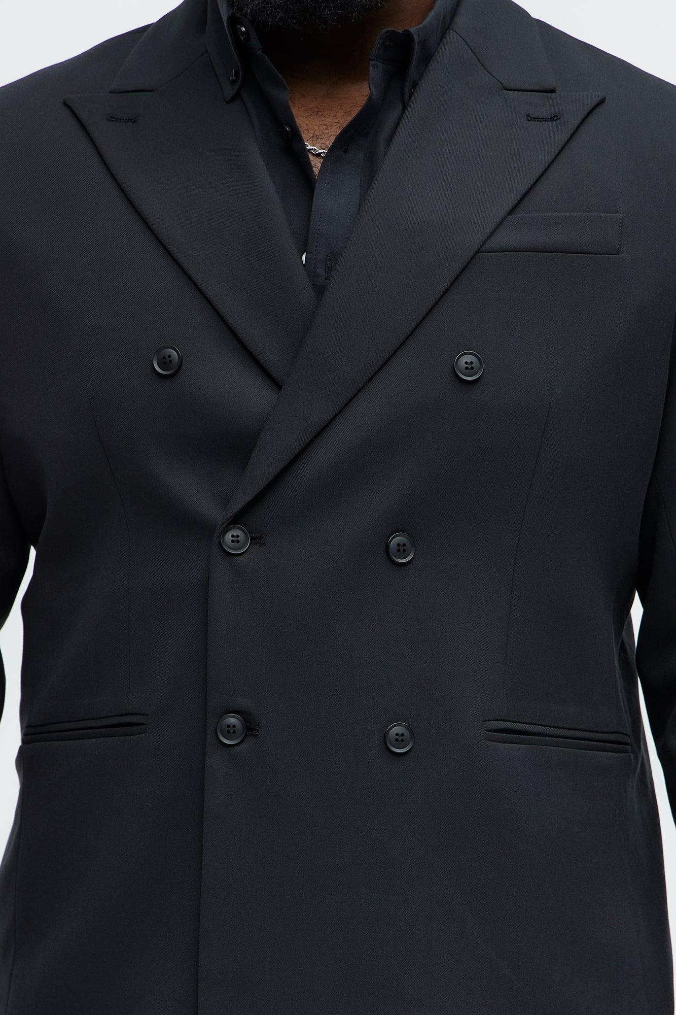 High Peak Lapel Suit Blazer - Black Product Image