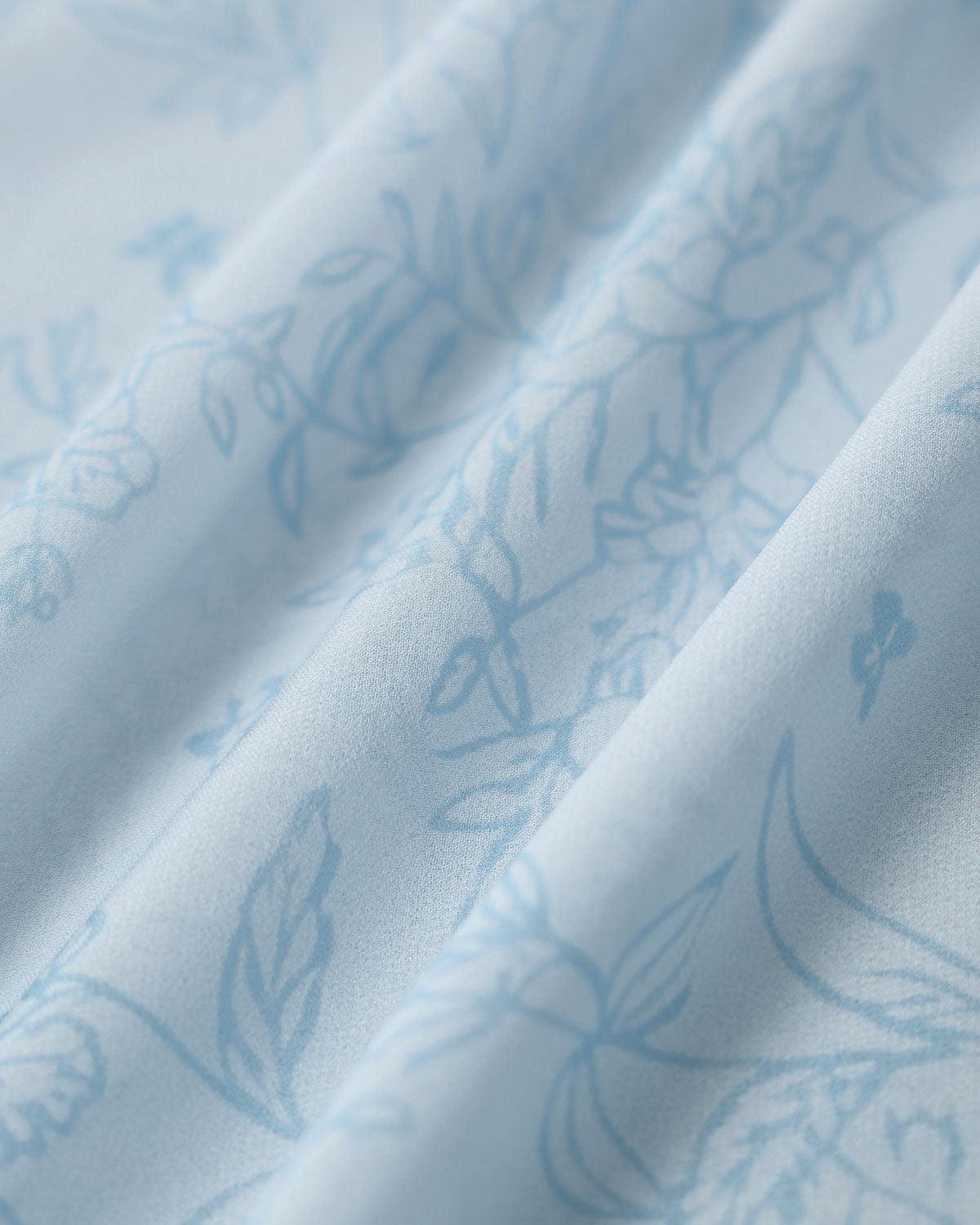 Blue Square Neck Ruffle Midi Dress Product Image