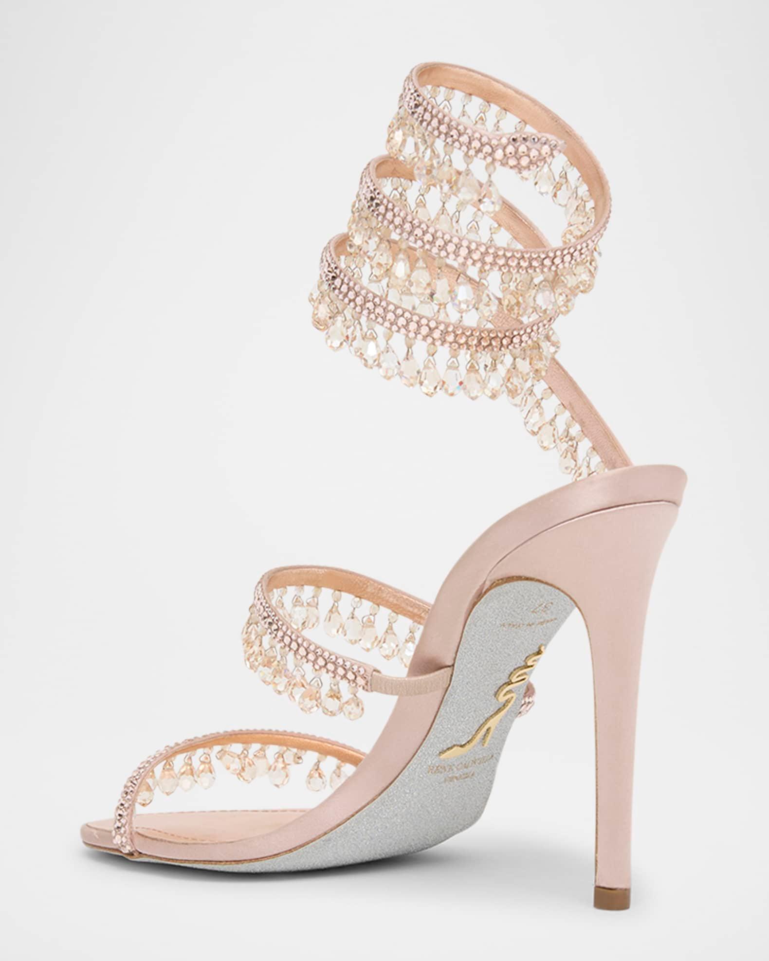 Chandelier Satin Snake Ankle Wrap Sandals  Product Image