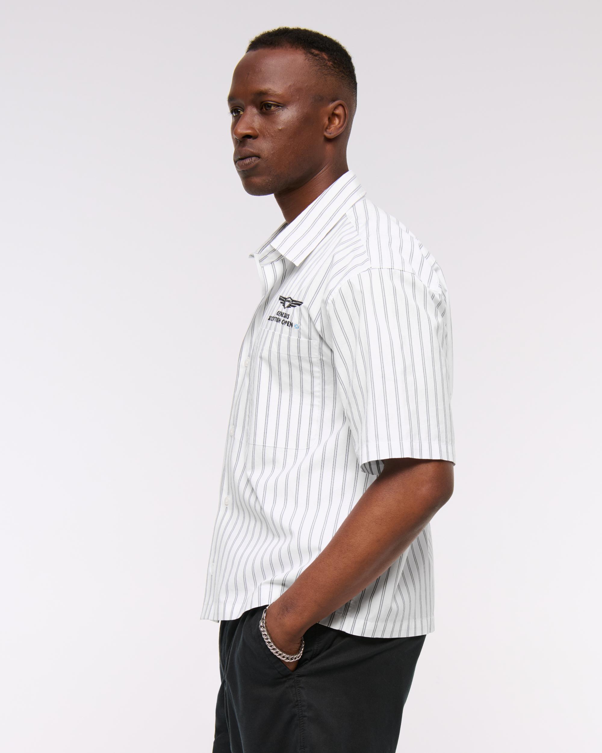 Short Sleeve Cropped PGA Scottish Open Button-Up Shirt Product Image