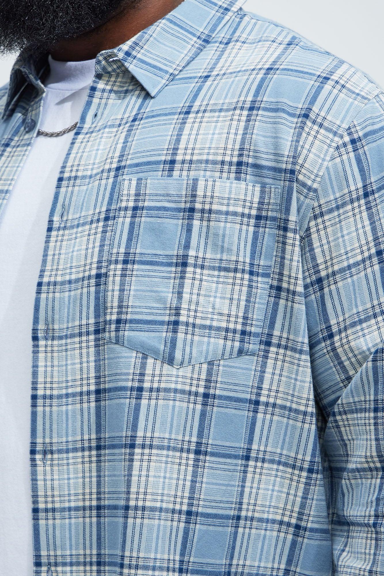 Delano Cropped Plaid Shirt - Blue/combo Male Product Image