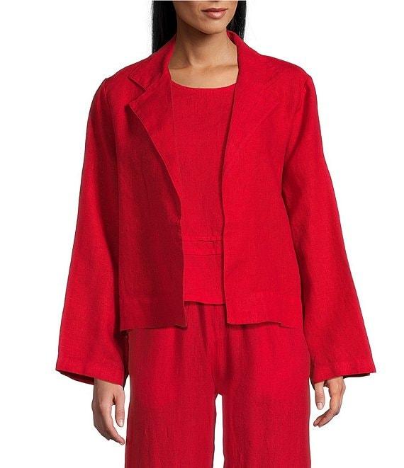 Bryn Walker Lewis Linen Round Notch Lapel Neck Long Sleeve Open-Front Jacket Product Image