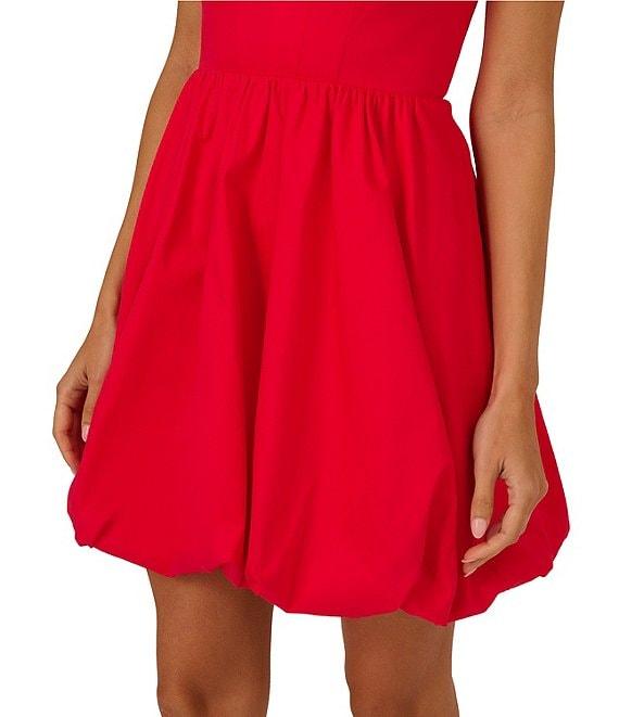 Adrianna by Adrianna Papell Stretch Cotton Square Neck Sleeveless Bubble Hem A-Line Mini Dress Product Image