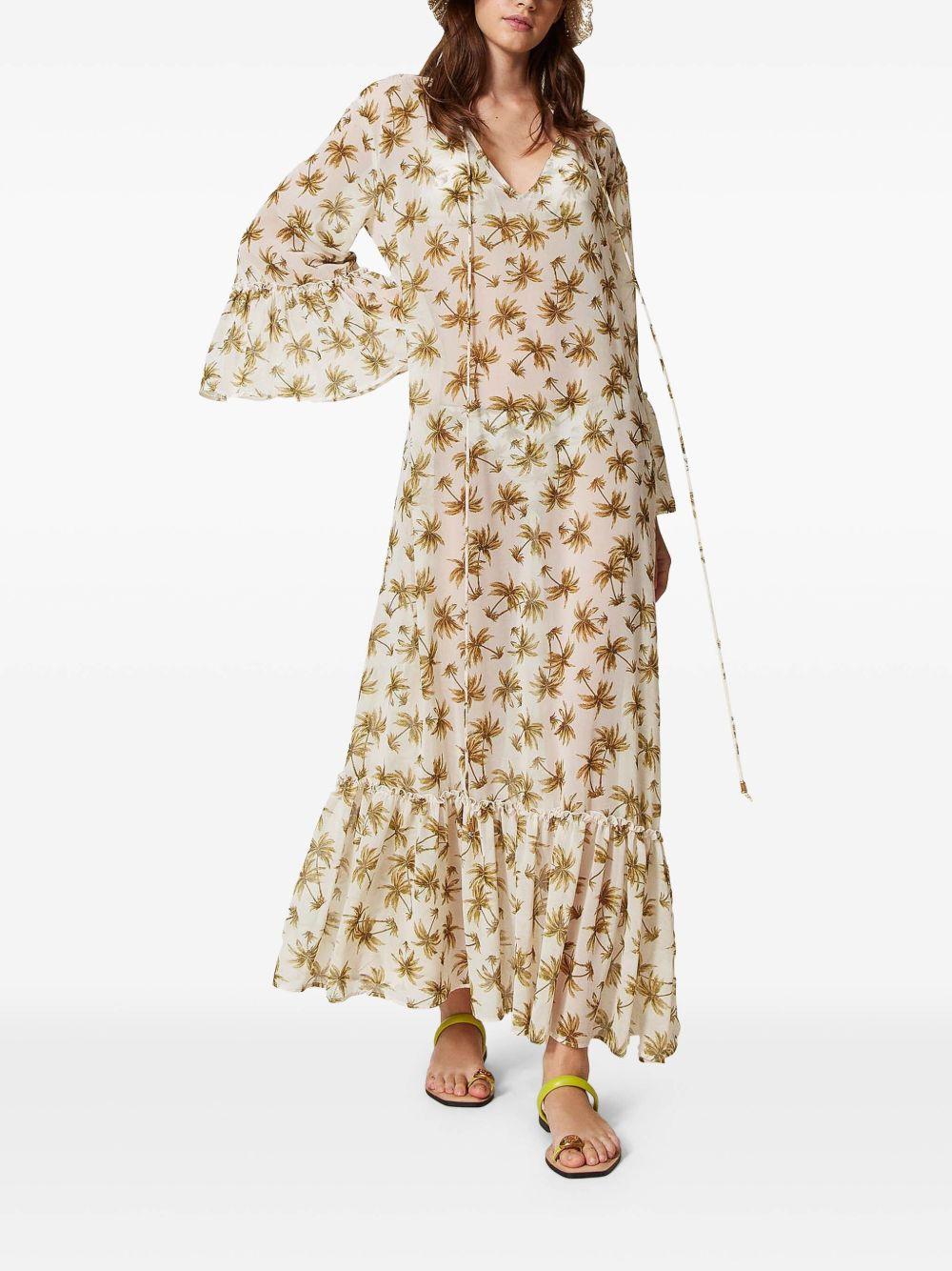 palm tree-print georgette dress Product Image