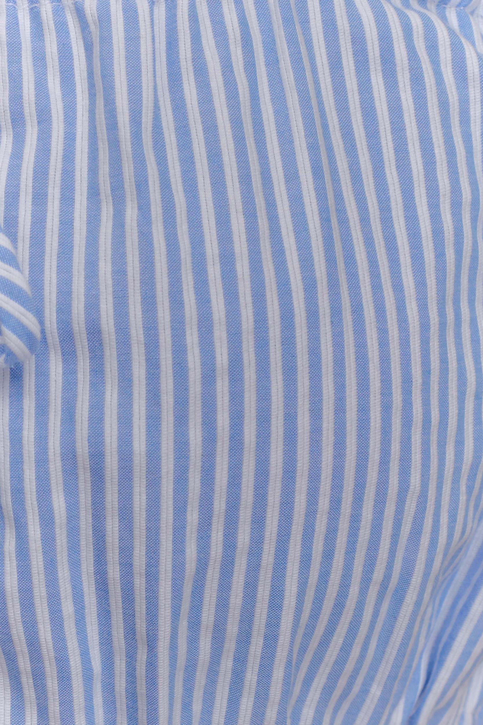 Gretel Sleeveless Crop Top - Blue Pinstripe Product Image