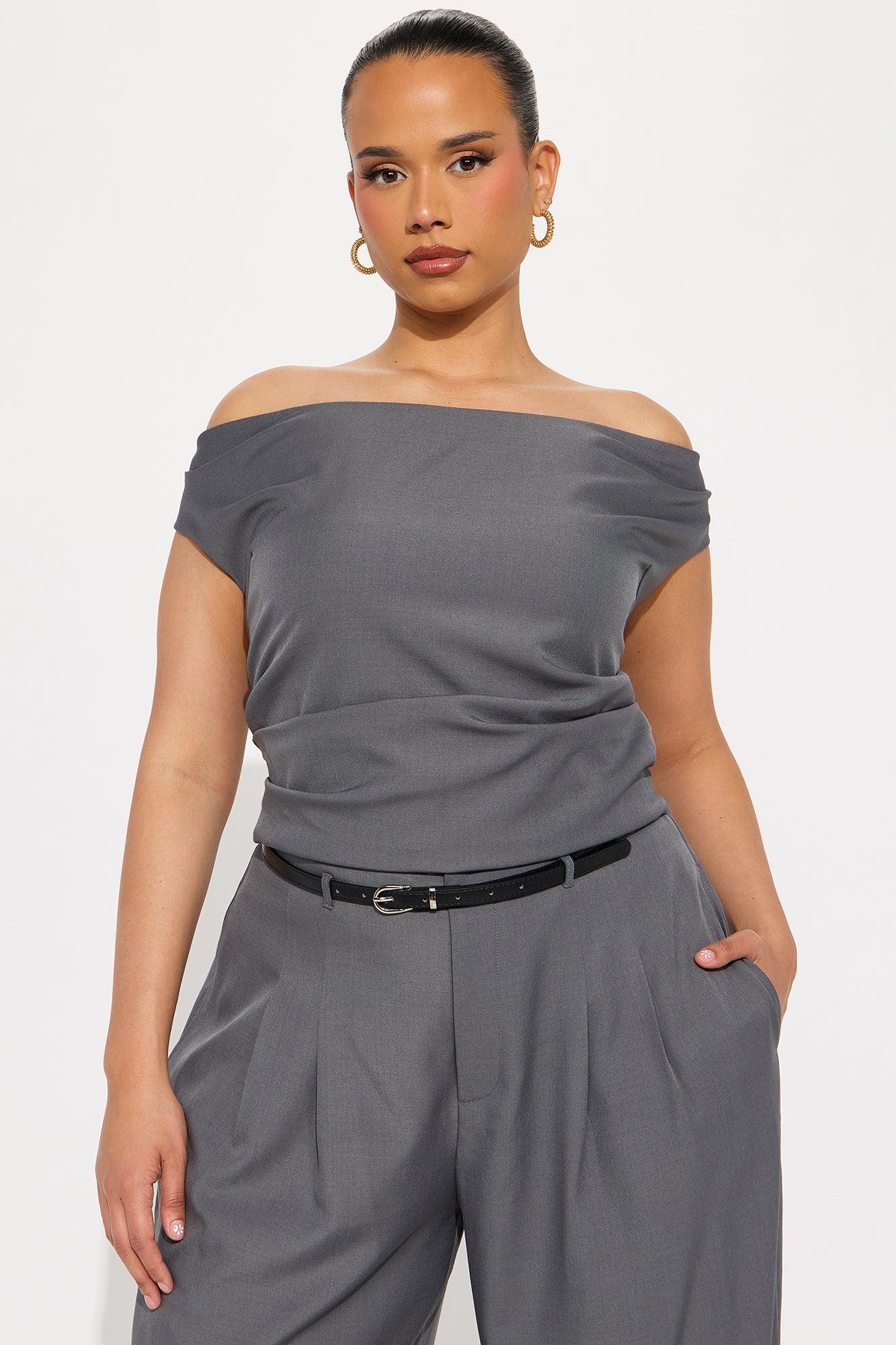Carmela Off Shoulder Pant Set - Charcoal Product Image