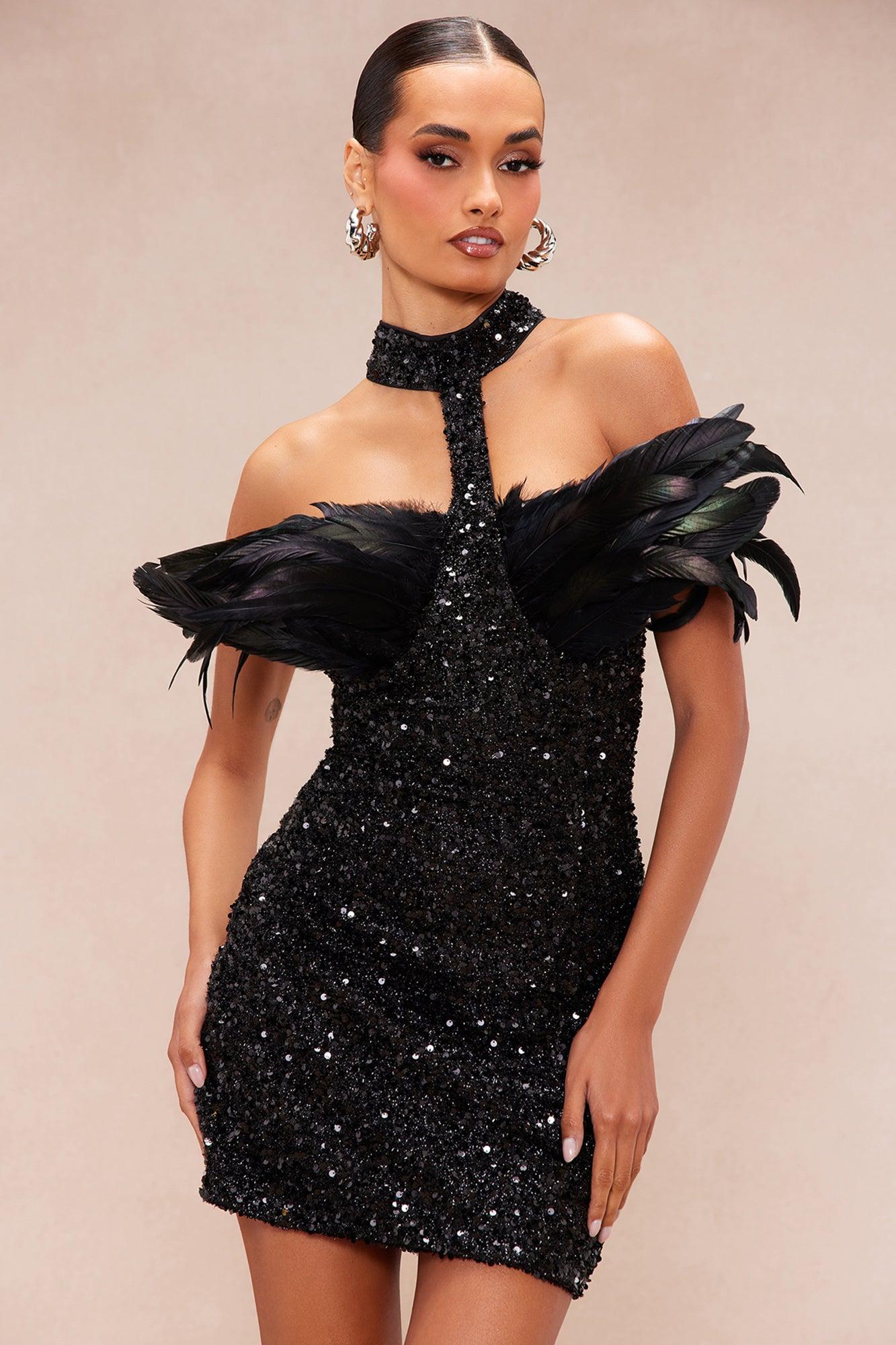 Tinsley Sequin Mini Dress - Black Product Image