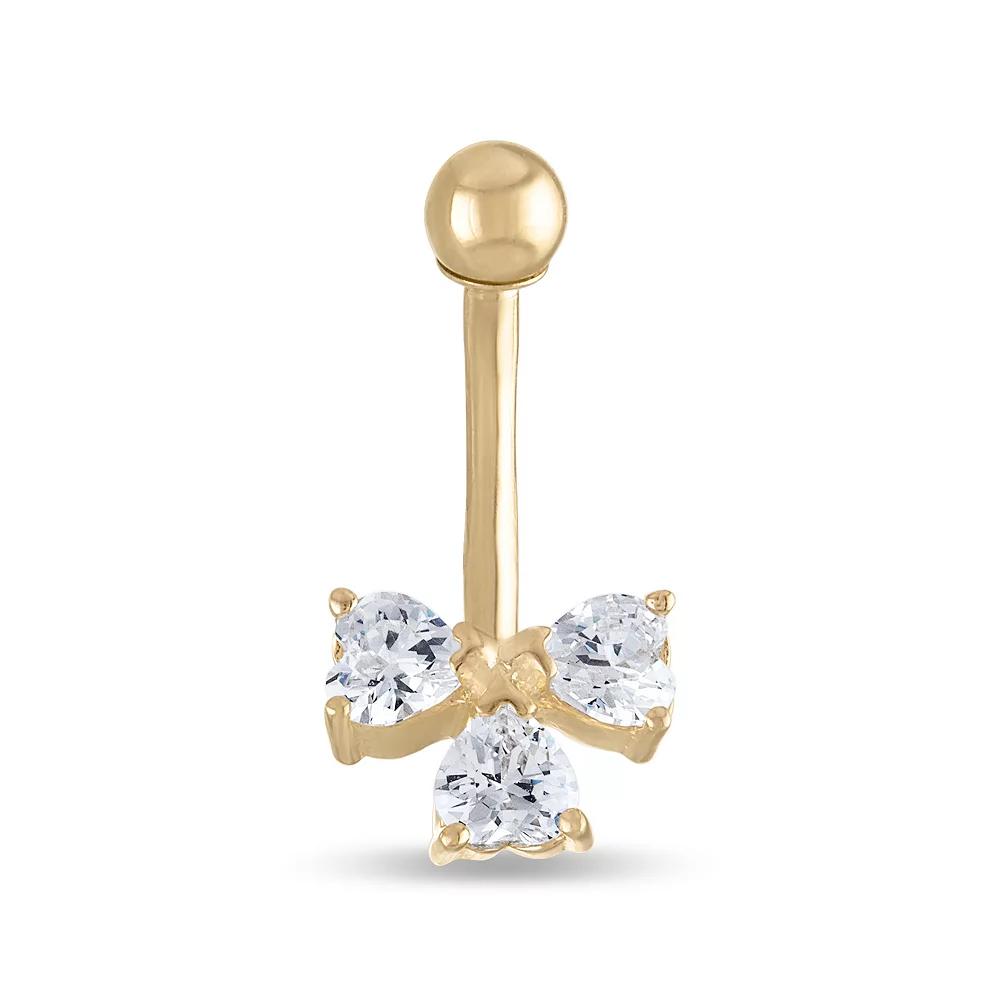 Amella Jewels 14k Gold Cubic Zirconia Belly Ring, Women's, Yellow Product Image