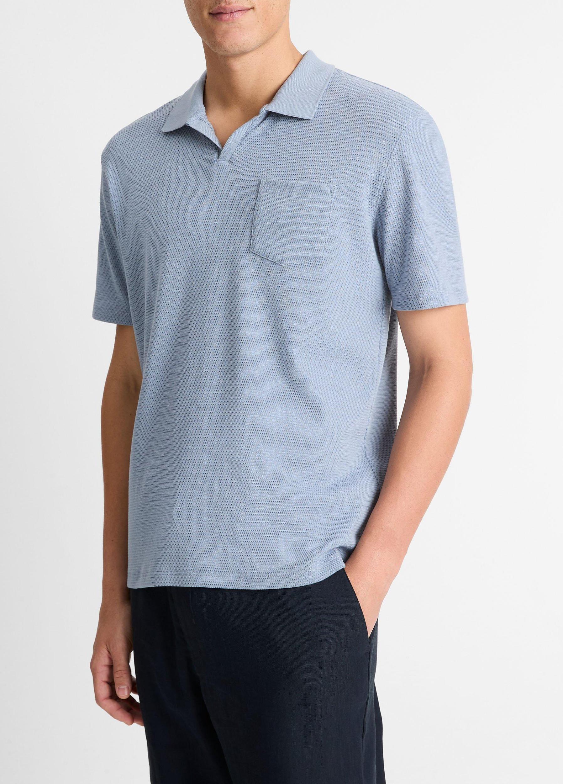 Cotton-Blend Johnny-Collar Polo Shirt Product Image