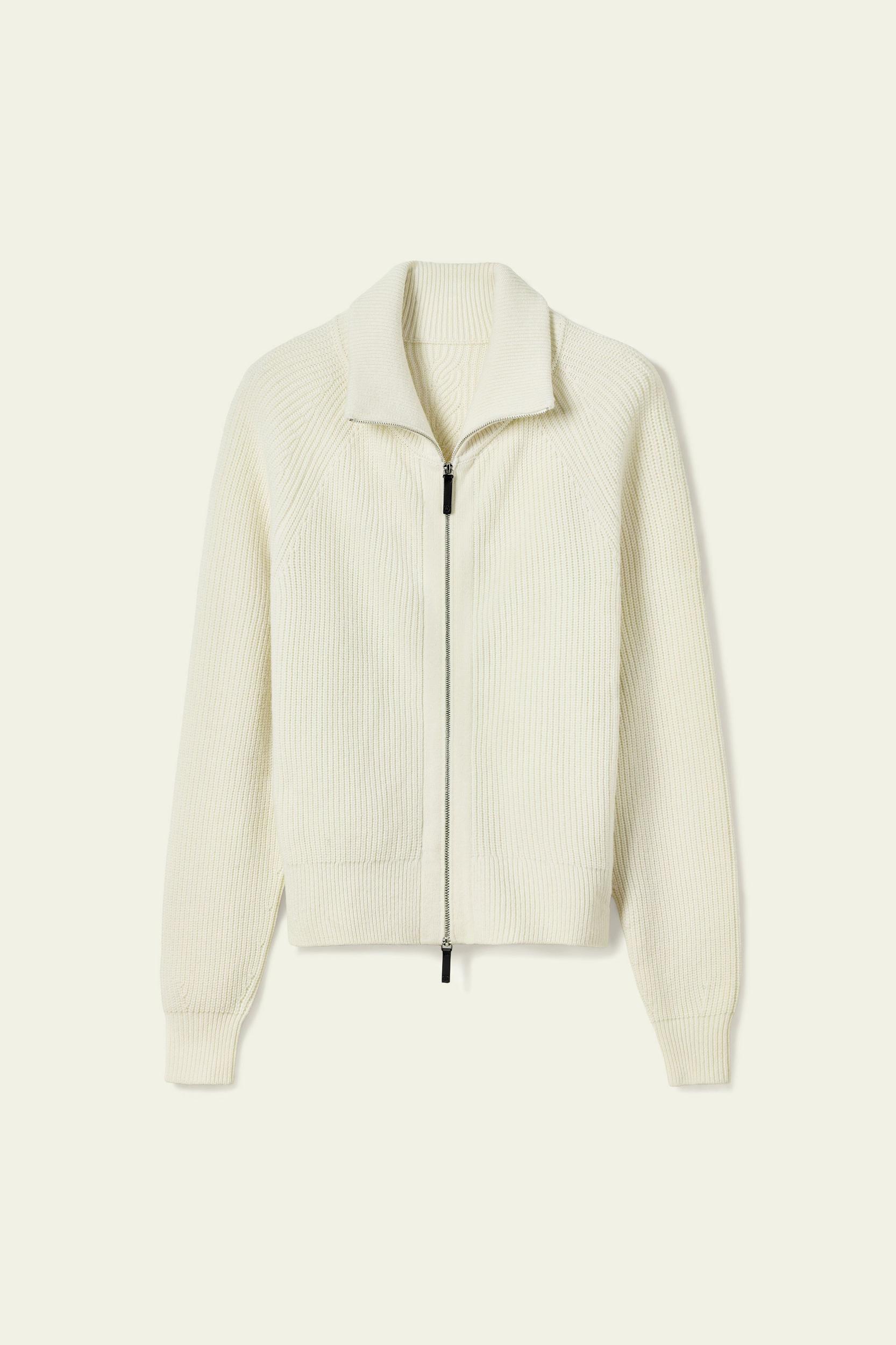 Ribbed-knit Turtleneck Zip Cardigan Product Image