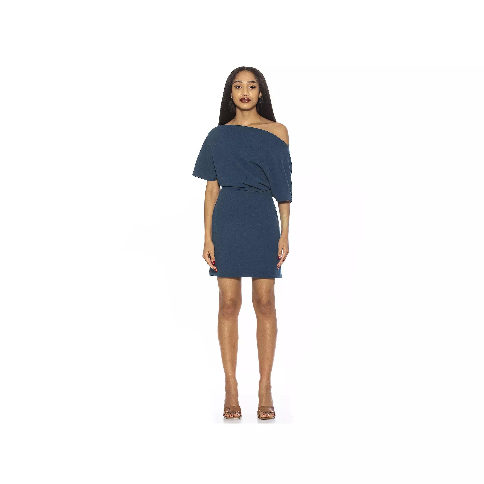 Women's ALEXIA ADMOR Draped Shoulder Mini A-Line Dress,  Product Image