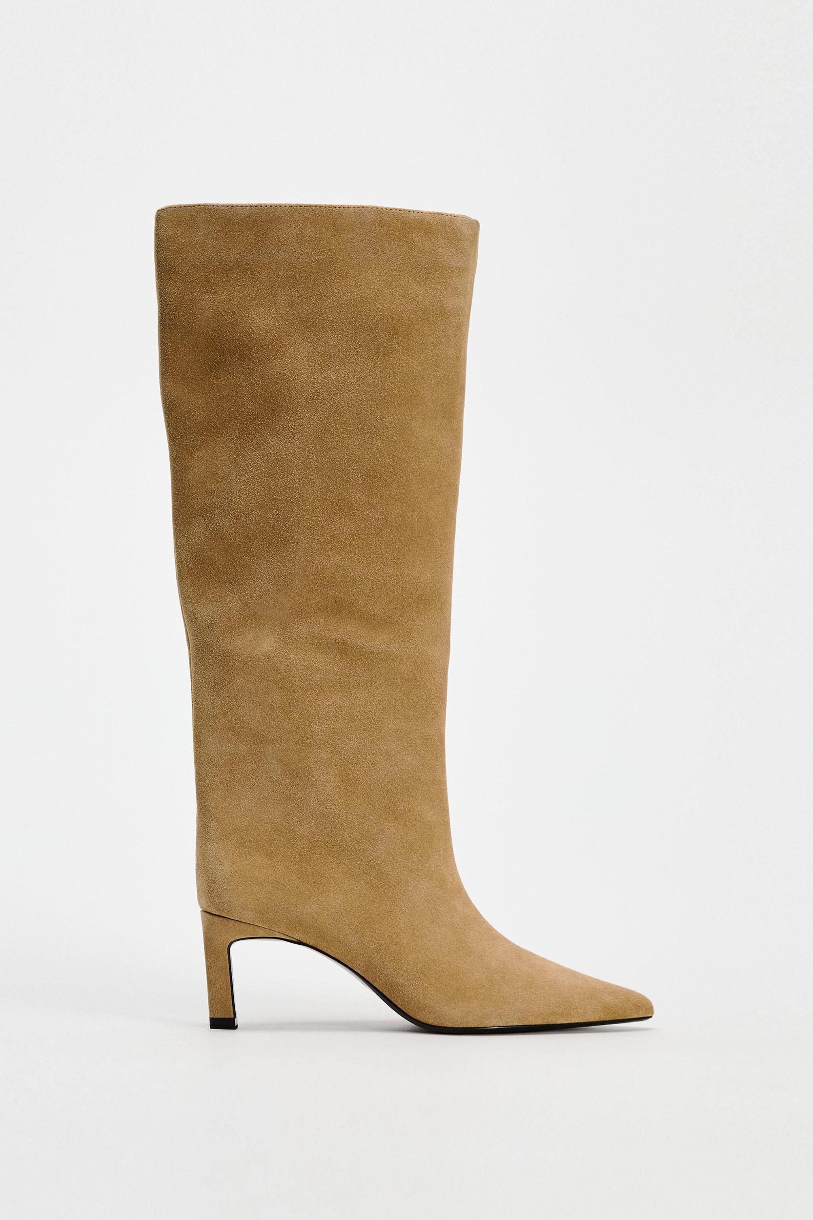 SPLIT LEATHER HEELED BOOTS Product Image