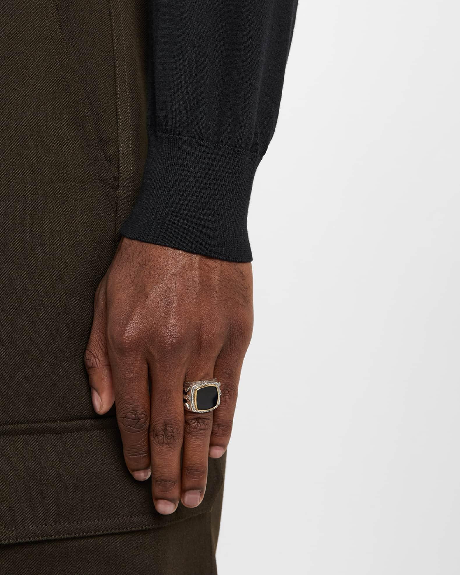 Mens Sterling Silver and 18K Gold Black Onyx Signet Ring Product Image