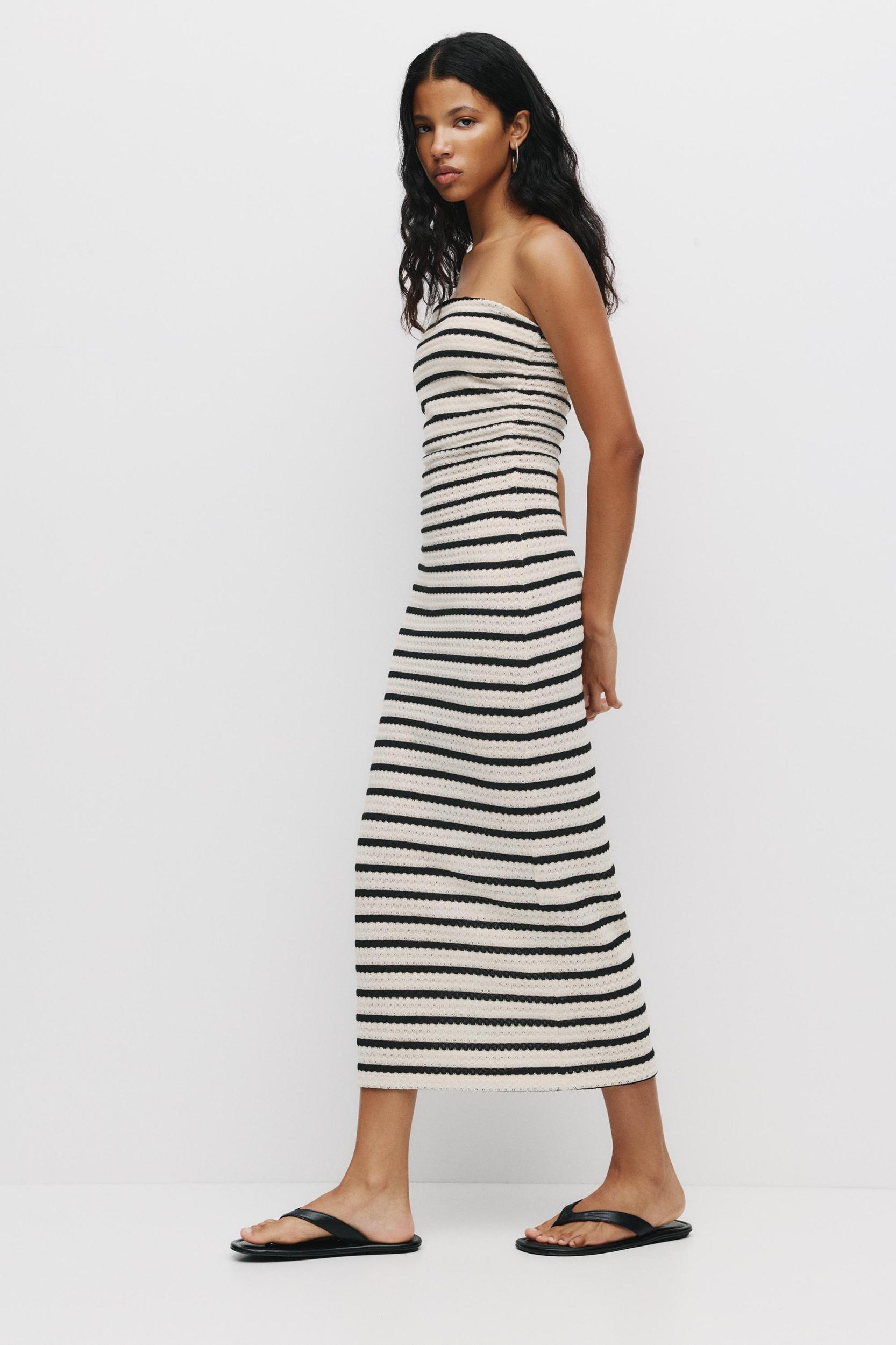 Striped knit midi dress Product Image