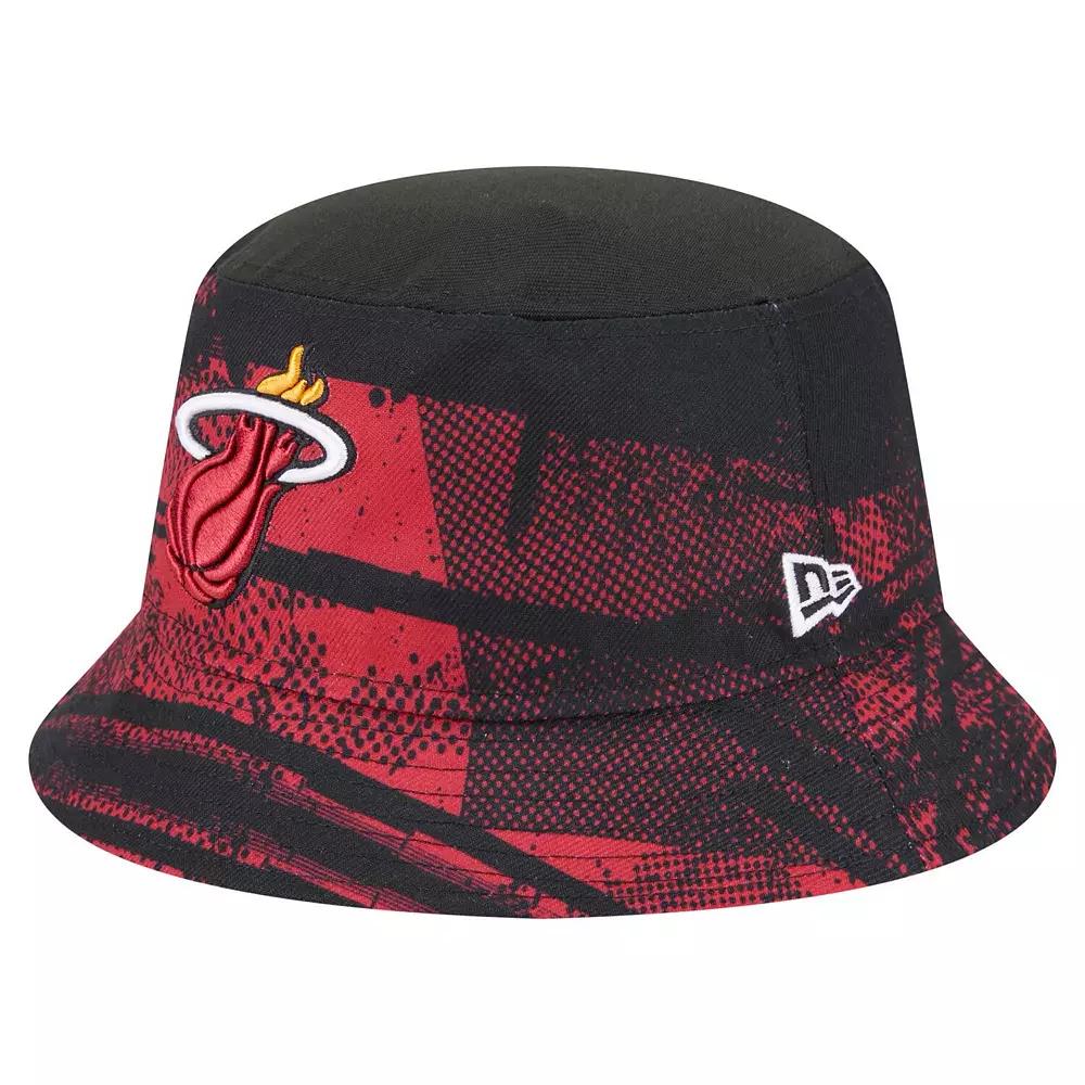 Men's New Era  Black/Red Miami Heat Tip-Off Bucket Hat, Size: Small/Medium Product Image