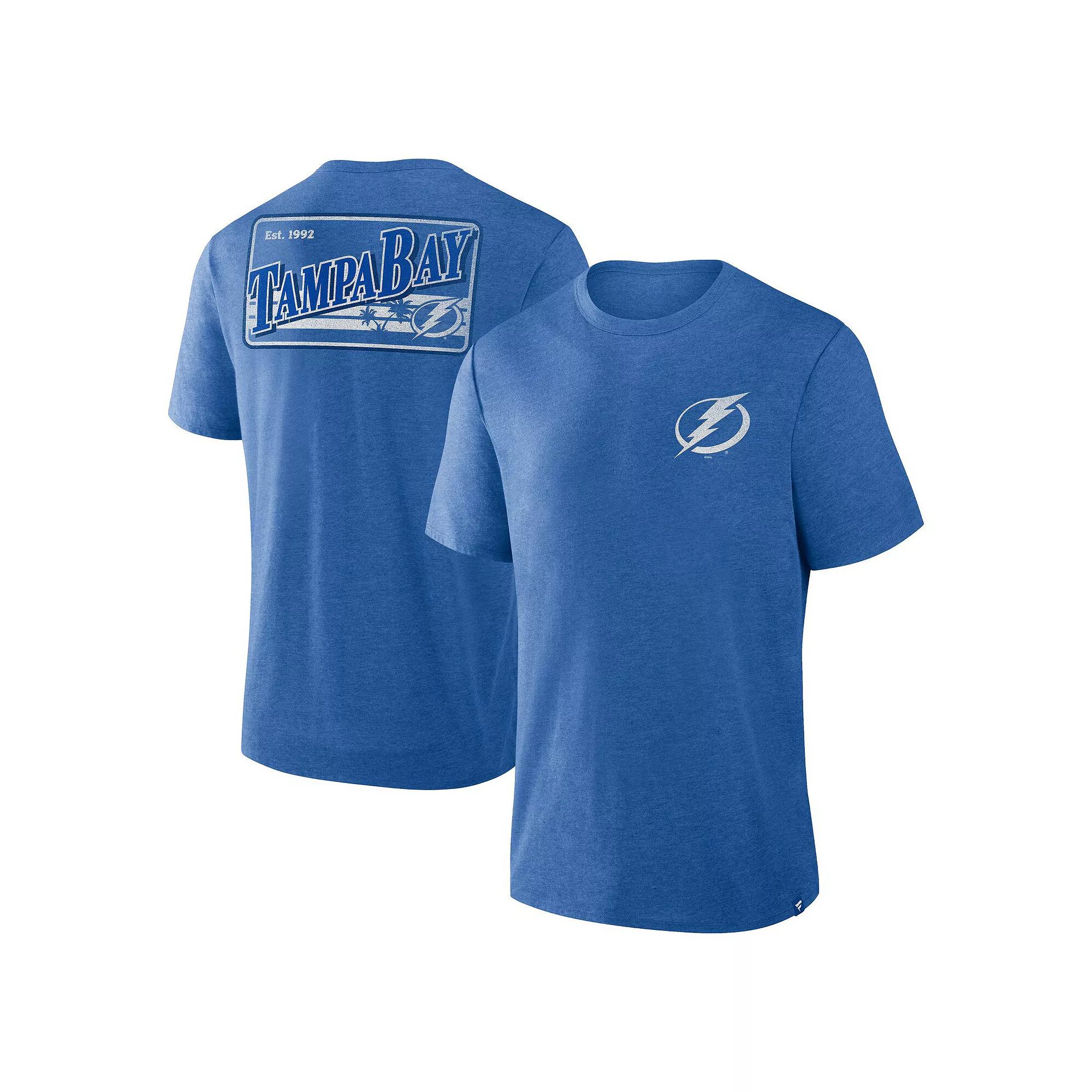Men's Fanatics Heather Blue Tampa Bay Lightning Fan Lanes Tri-Blend T-Shirt,  Product Image