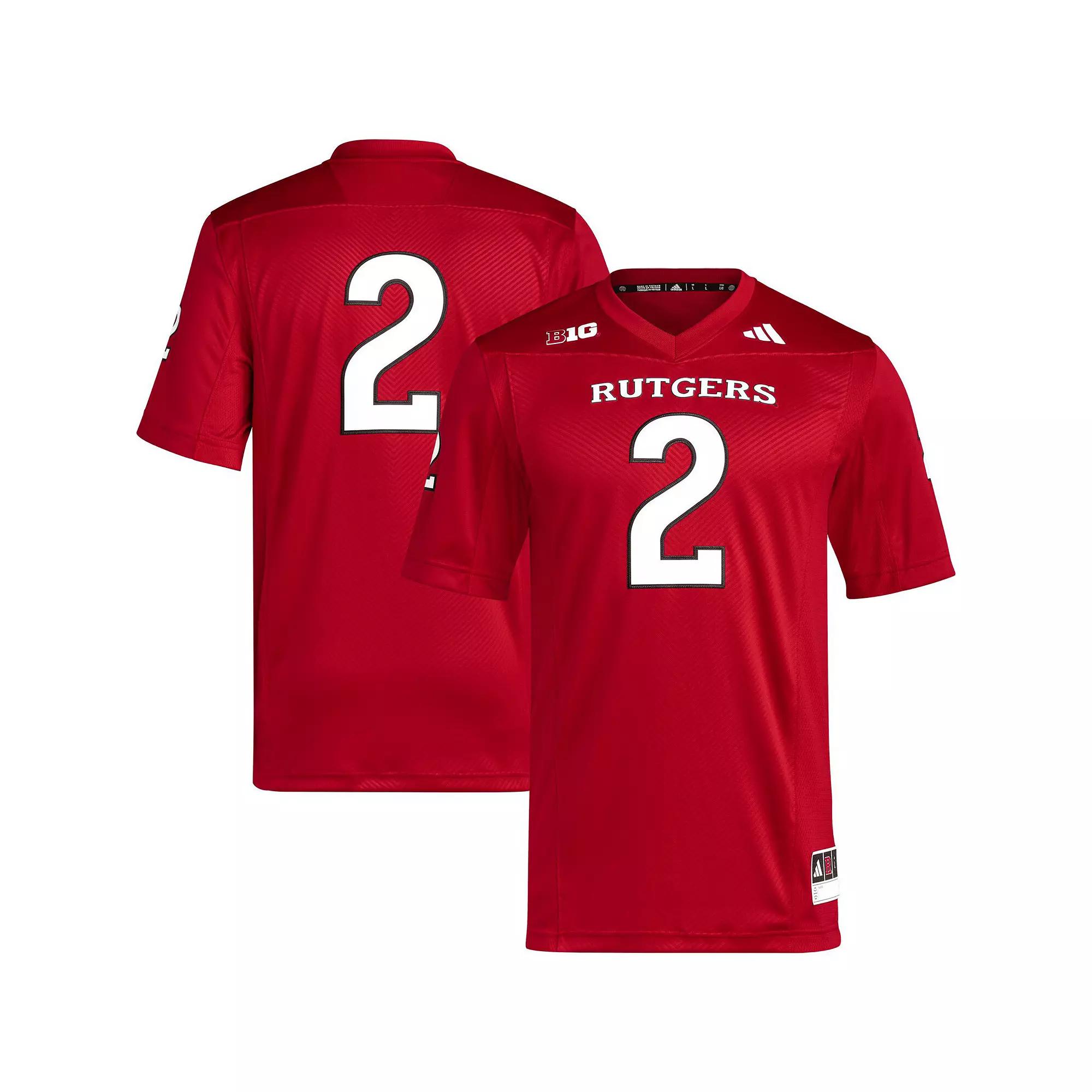 Men's adidas #2 Scarlet Rutgers Scarlet Knights Premier Football Jersey, Size: Large, Red Product Image