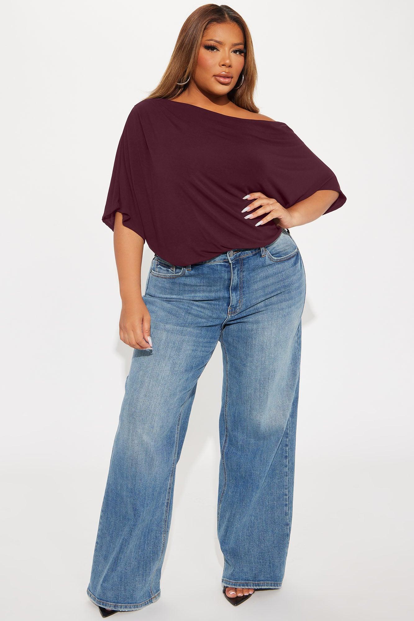 Flatter Me Off Shoulder Bodysuit - Burgundy Female Product Image