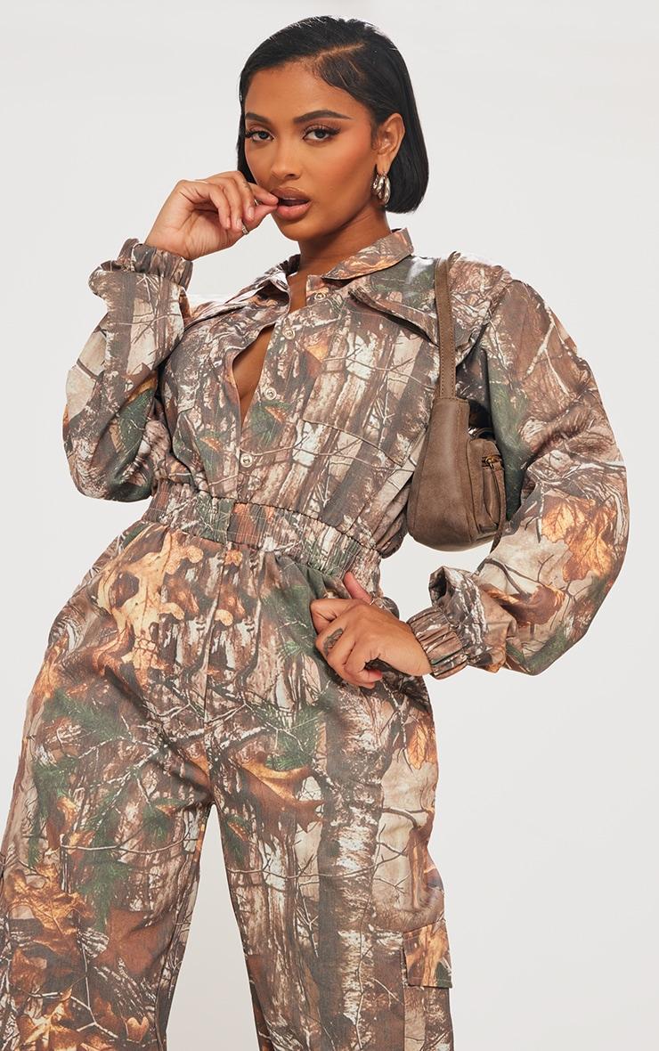 Shape Khaki Camo Printed Elasticated Waist Jumpsuit Product Image
