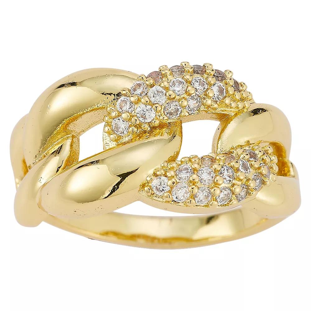 Cubic Zirconia Curb Link Ring, Women's, Size: 7, Gold Tone Product Image
