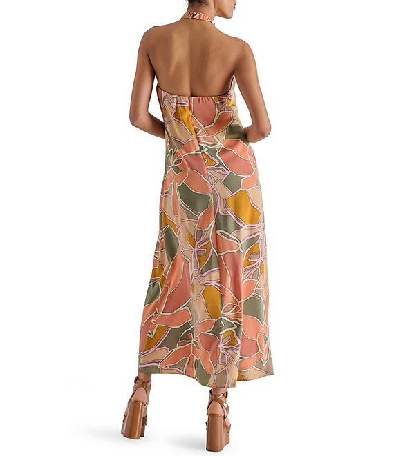 Steve Madden Larissa Woven Floral Print Twist Halter Neck Sleeveless A-Line Maxi Dress Product Image