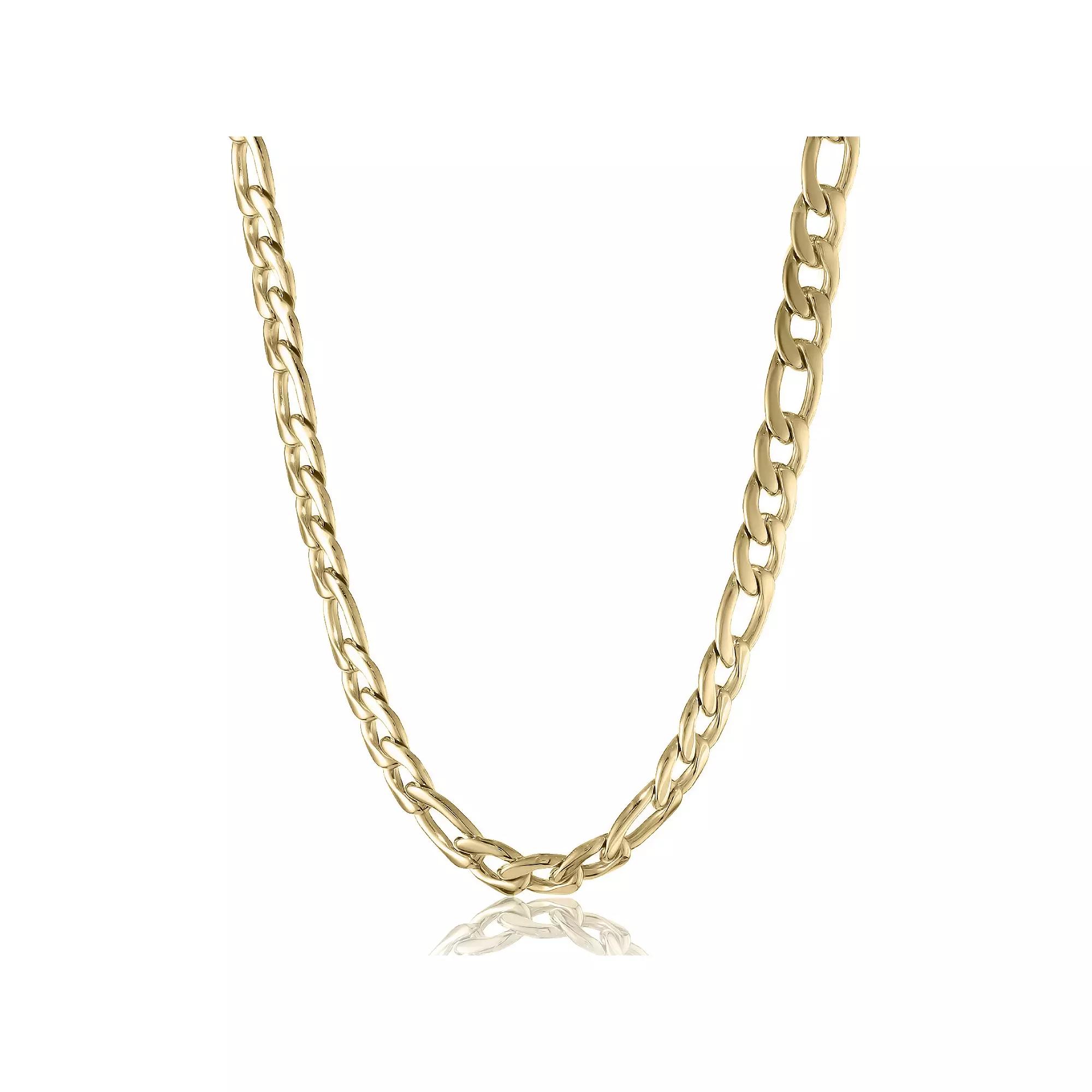 Men's LYNX Stainless Steel Figaro Chain Necklace, Size: 30", Gold Tone Product Image
