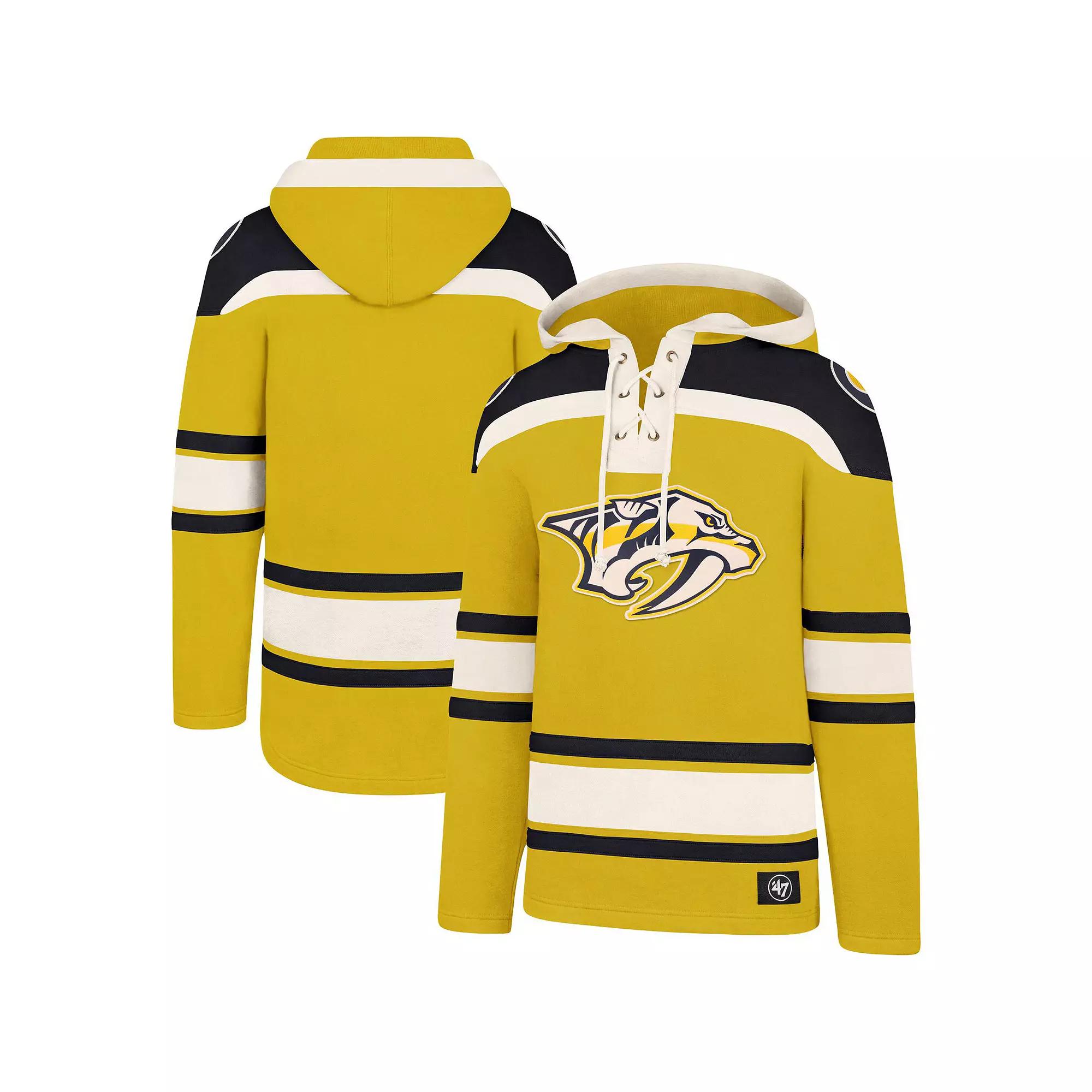 Men's '47 Gold Nashville Predators Superior Lacer Pullover Hoodie,  Product Image