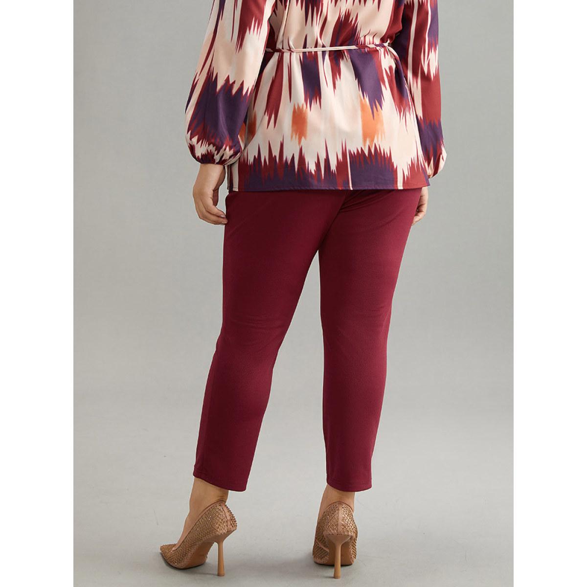 Plus Size Mid Rise Pocket Button Up Pants Women Scarlet Office Skinny Mid Rise Office Pants BloomChic 30/6X Product Image