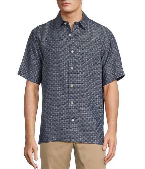 Roundtree & Yorke Short Sleeve Circle Print Polynosic Sport Shirt Product Image