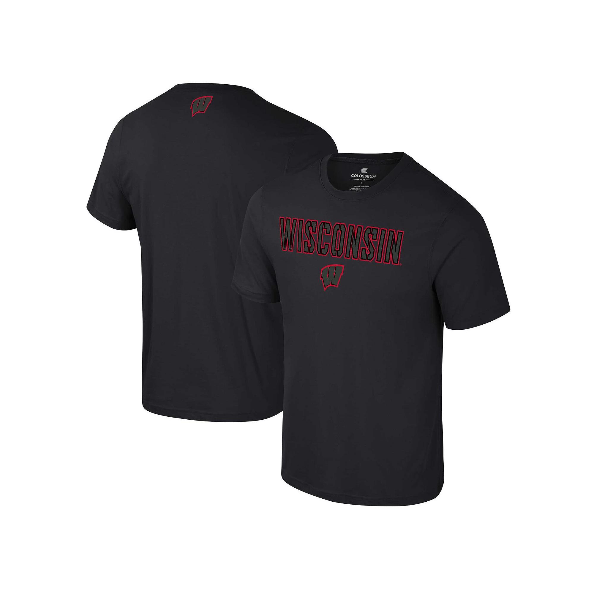 Men's Colosseum Black Michigan State Spartans Logo Lockup 2-Hit Active Blend T-Shirt, Size: Large Product Image