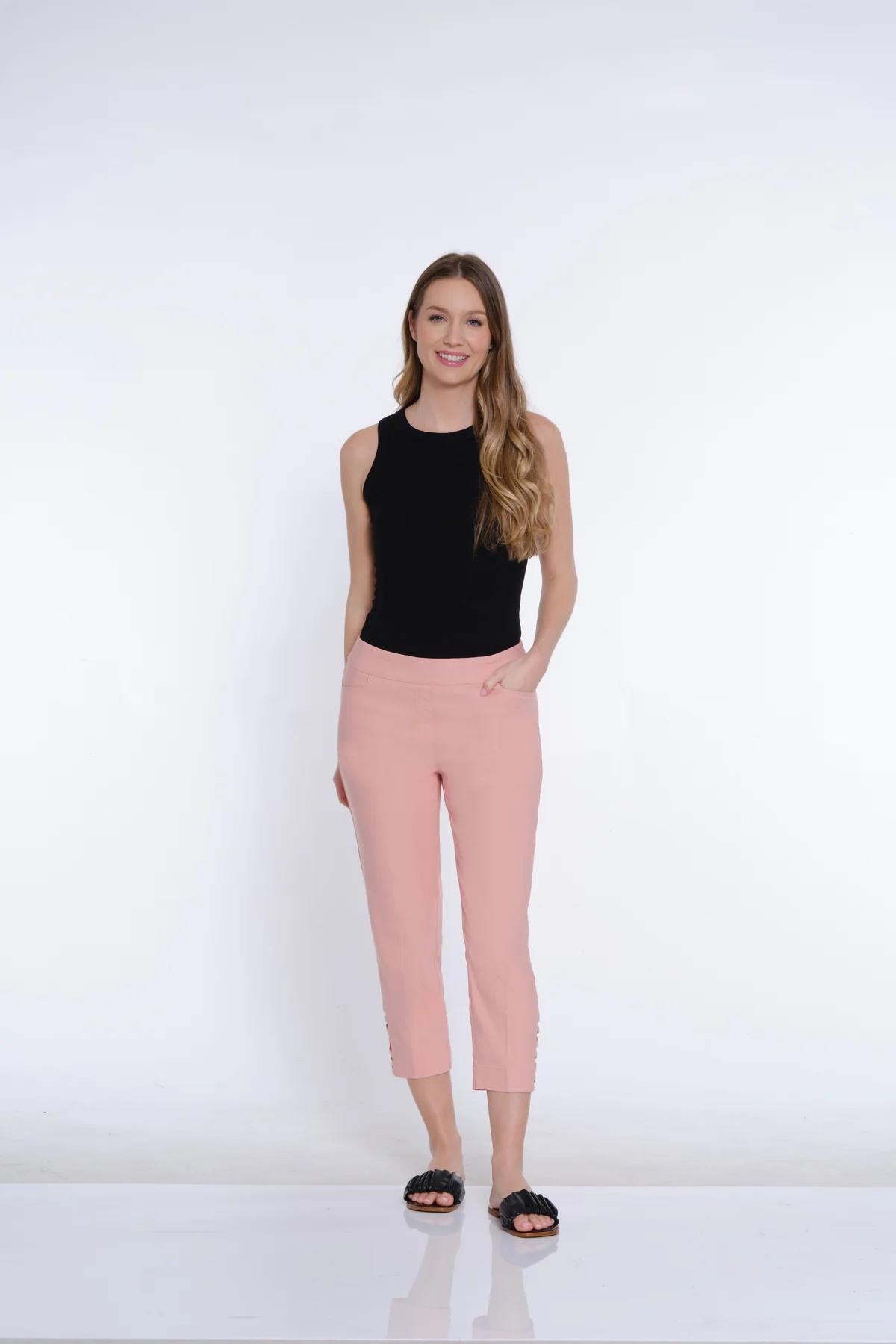 Twill Crop Pant with Zig-Zag Strap Hem Product Image