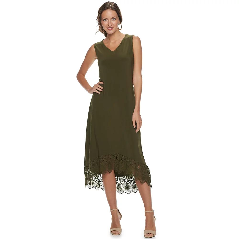 Women's Nina Leonard Crochet-Hem Midi Dress,  Product Image