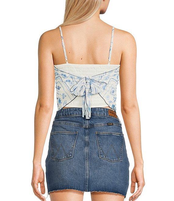 Honey & Sparkle Printed Mesh Handkerchief Hem Tank Top Product Image