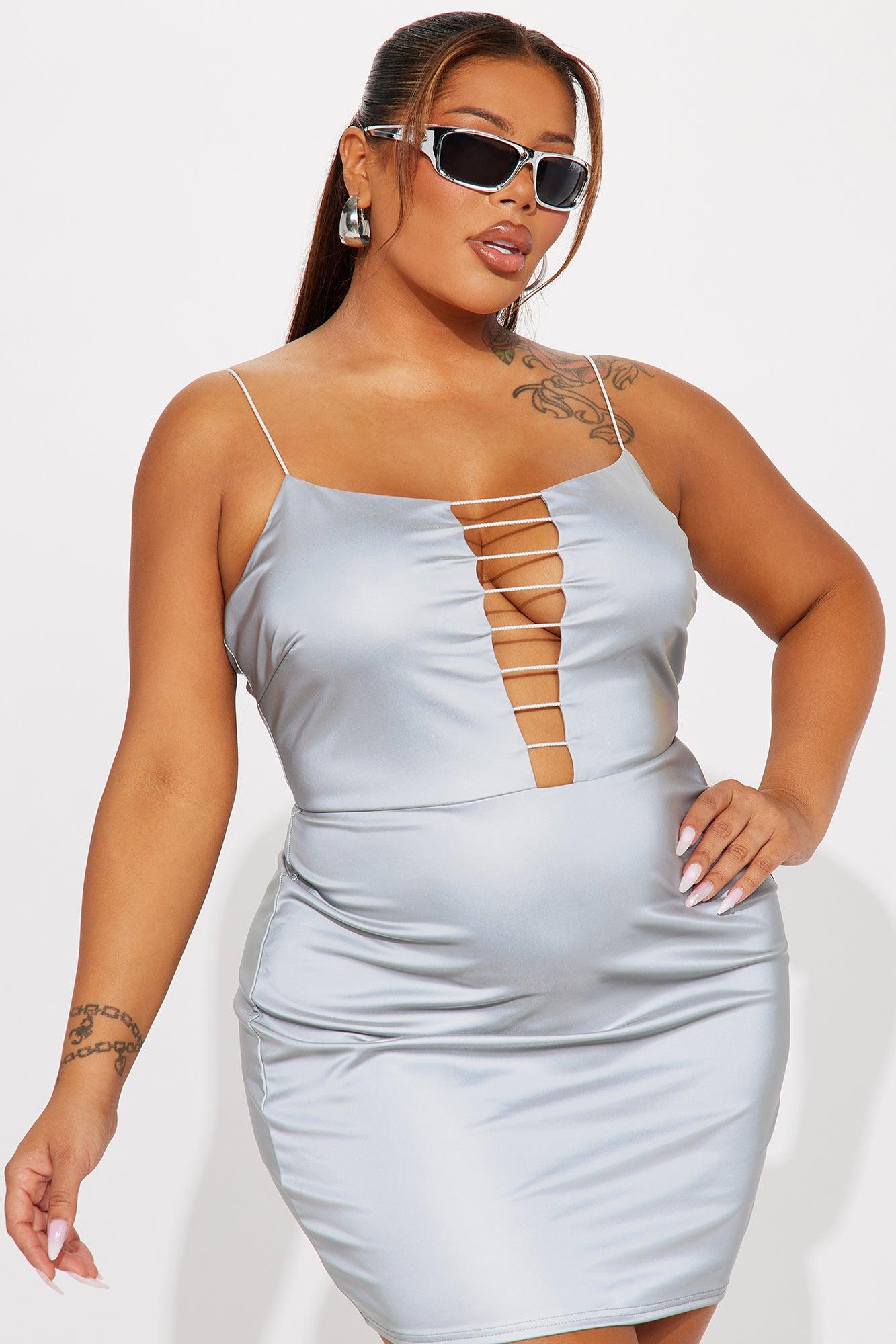 Delaney Reflective Micro Mini Dress - Grey Product Image