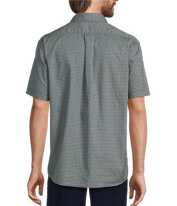 Roundtree & Yorke Short Sleeve Slub Geo Print Sport Shirt Product Image