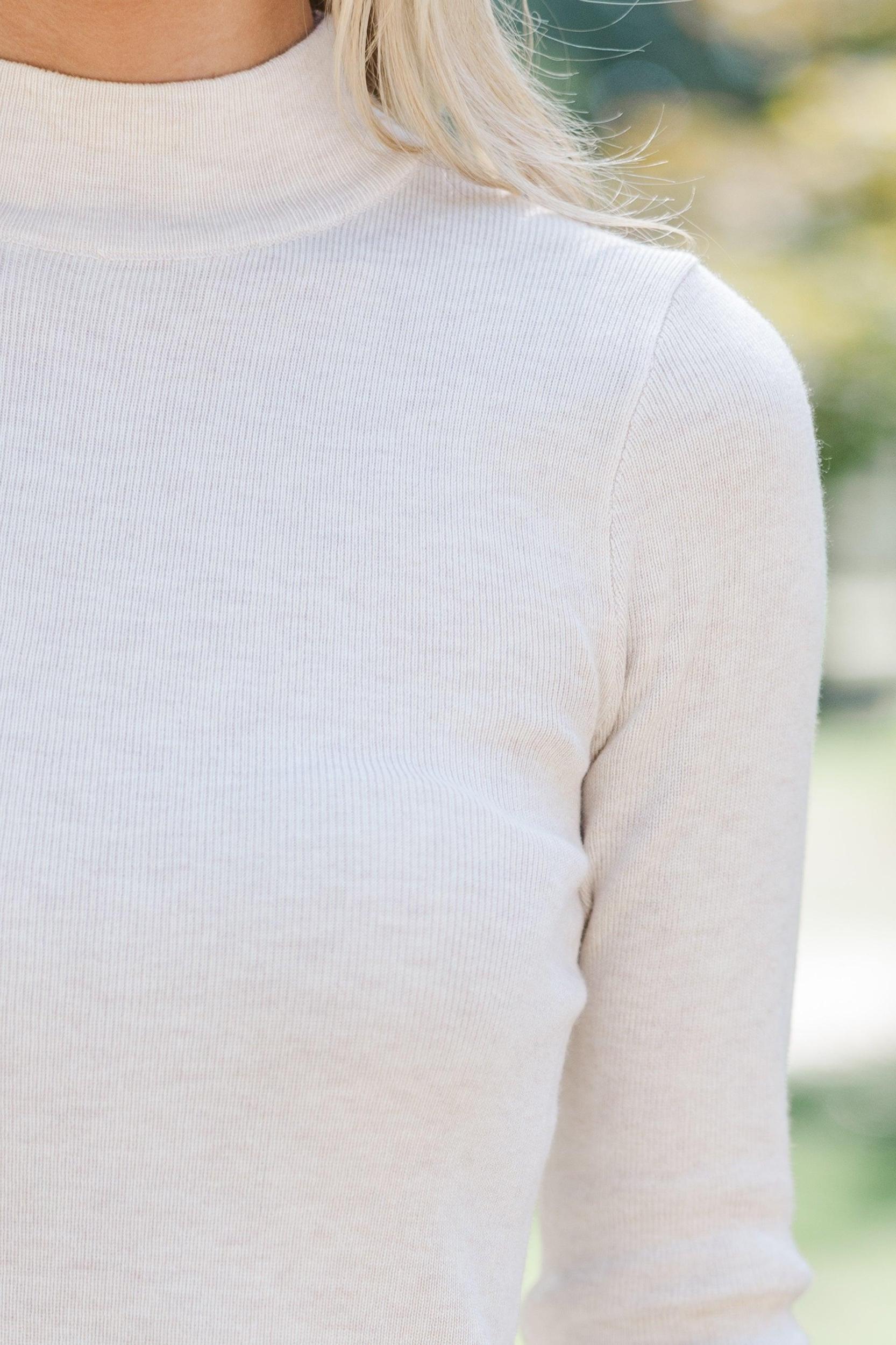 See It Through Oatmeal Ribbed Top Female Product Image